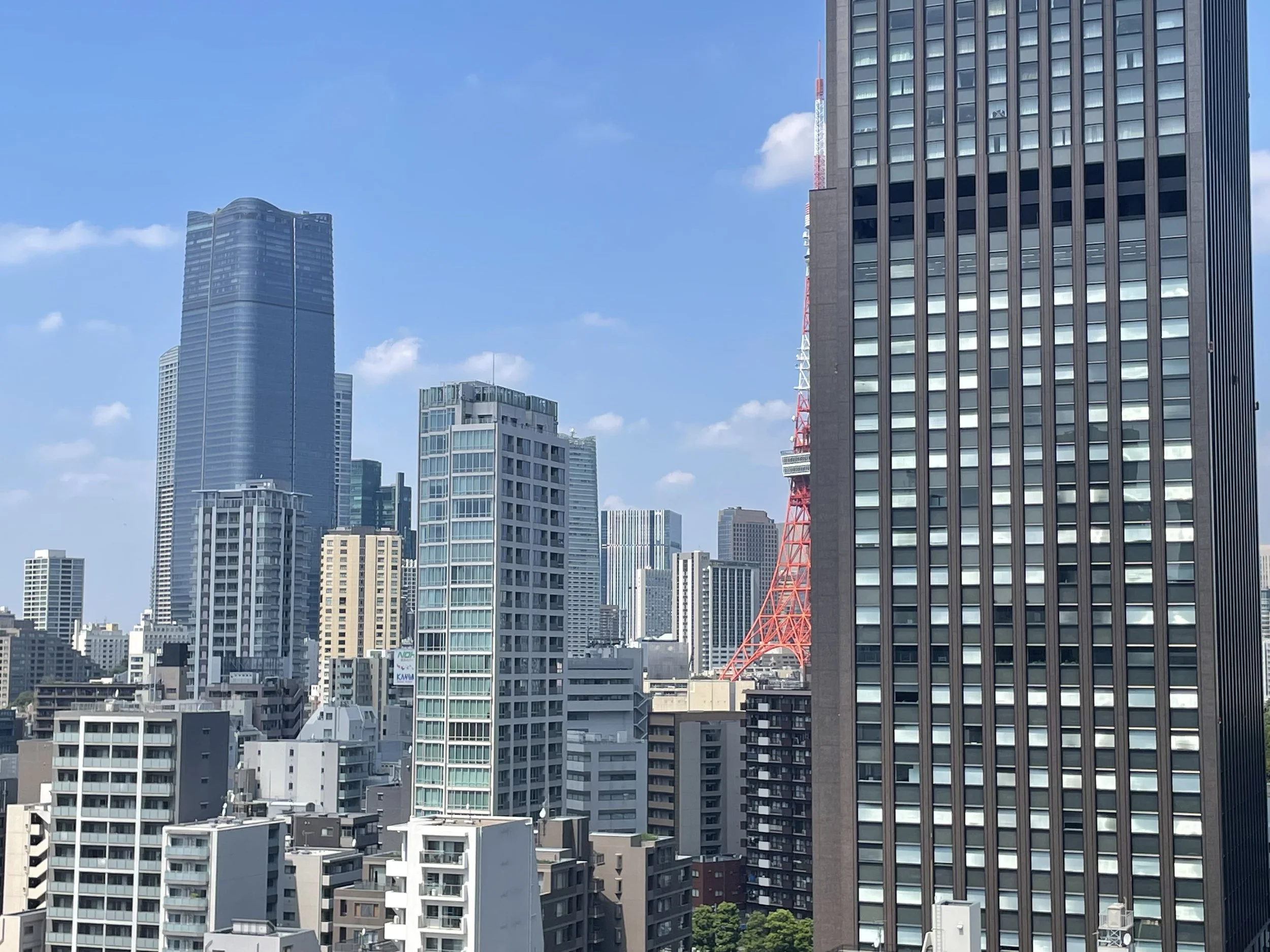 東京の高層ビル群と東京タワー