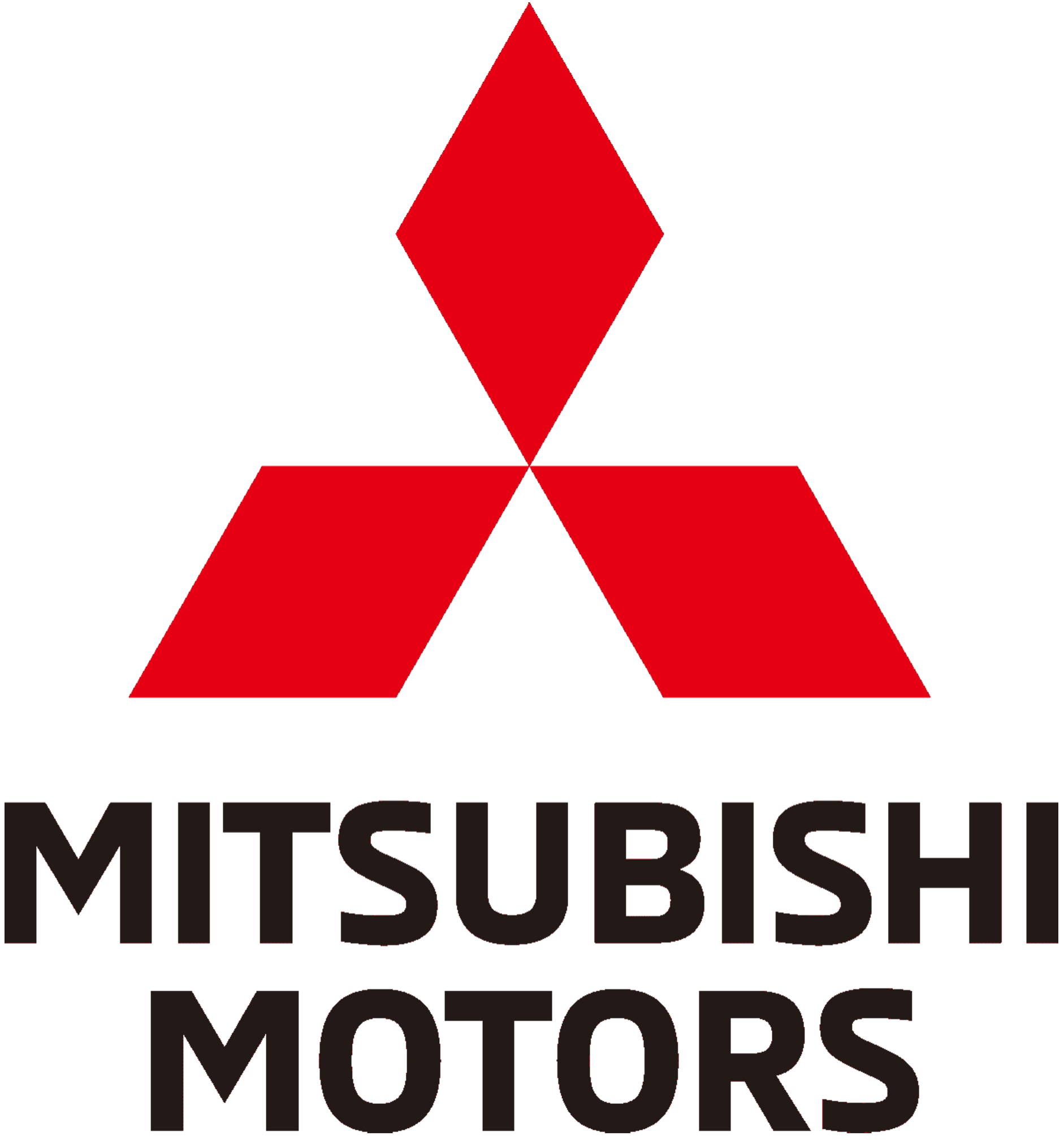 Logotipo de Mitsubishi Motors con un símbolo rojo y texto en negro.