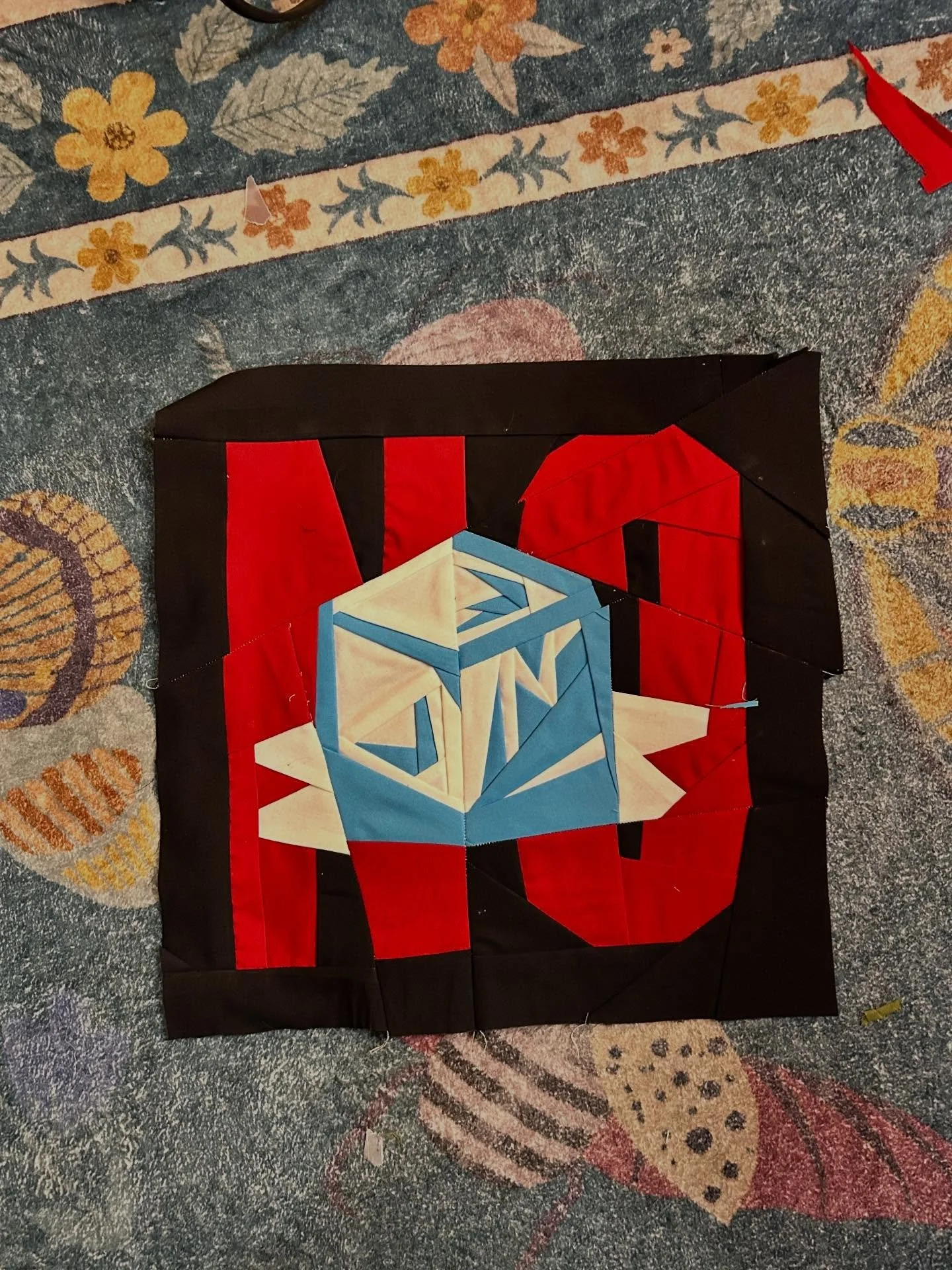 @taraleequiltery thanks for making this. Minor alignment error on my part. Still gets the point across. #fuckice #noice #quilt #FPP #protest.