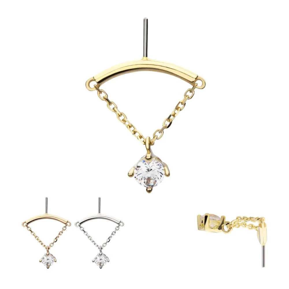 Hidden Helix curved bar with gem