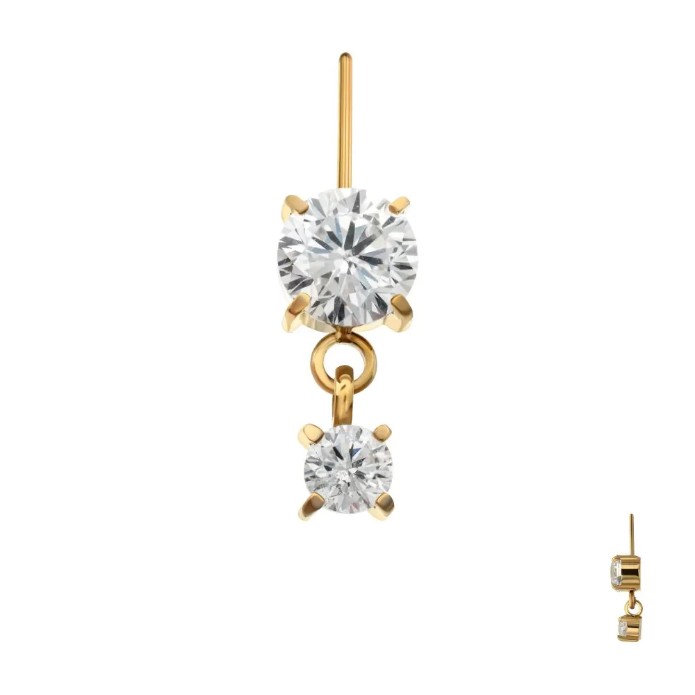 Vertical Helix Double Gem Dangle Top