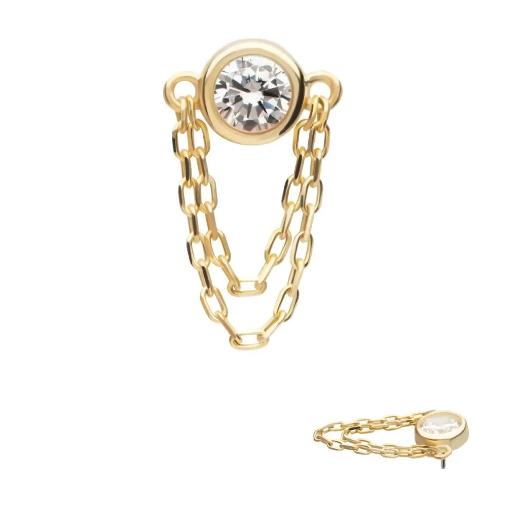 Bezel Set with 2 Dangle Chains