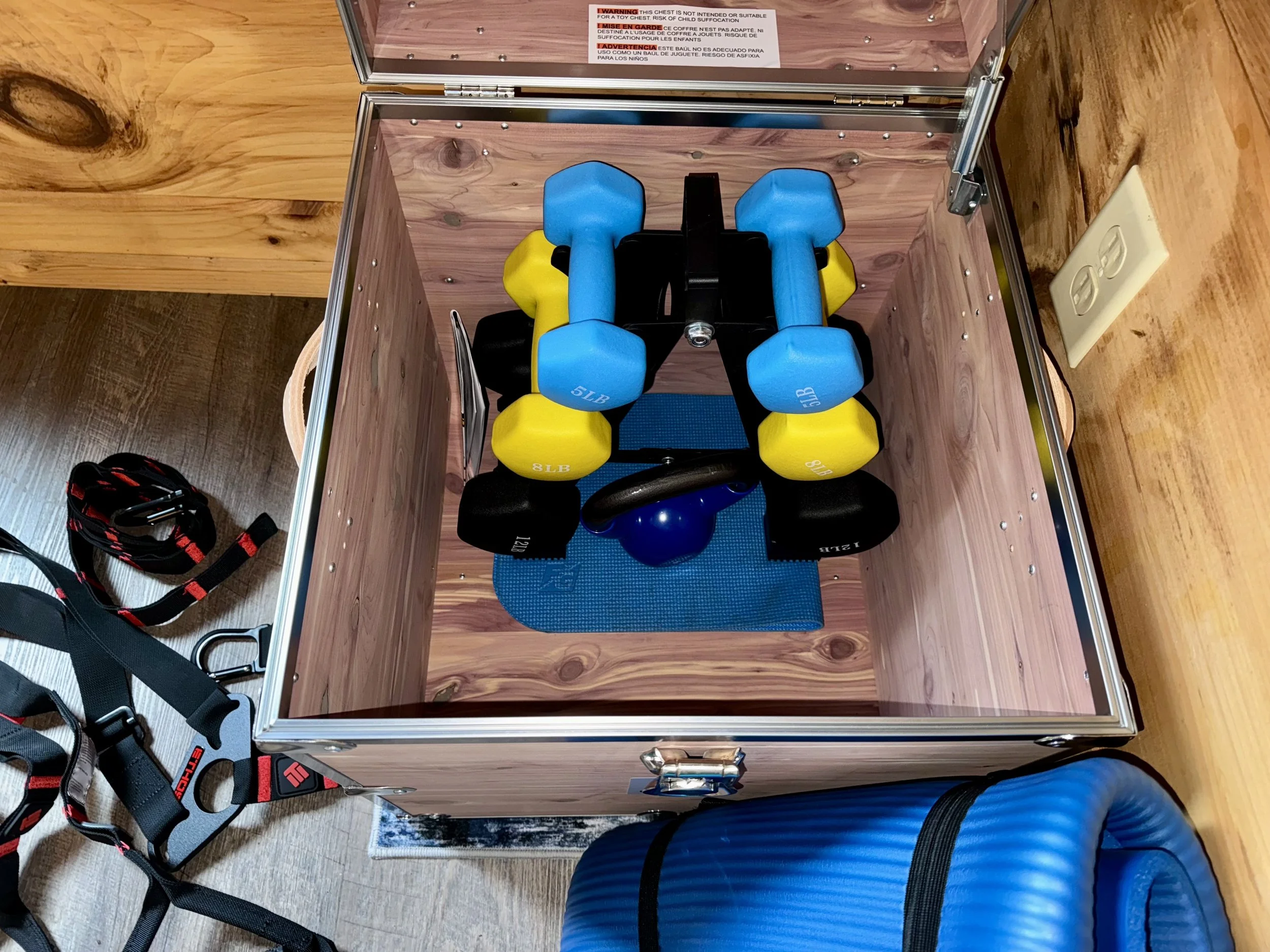 Add-on Gym Package, 
Suspension Straps, Weight Set, Ab Roller 10 lb Kettlebell and Yoga Mat