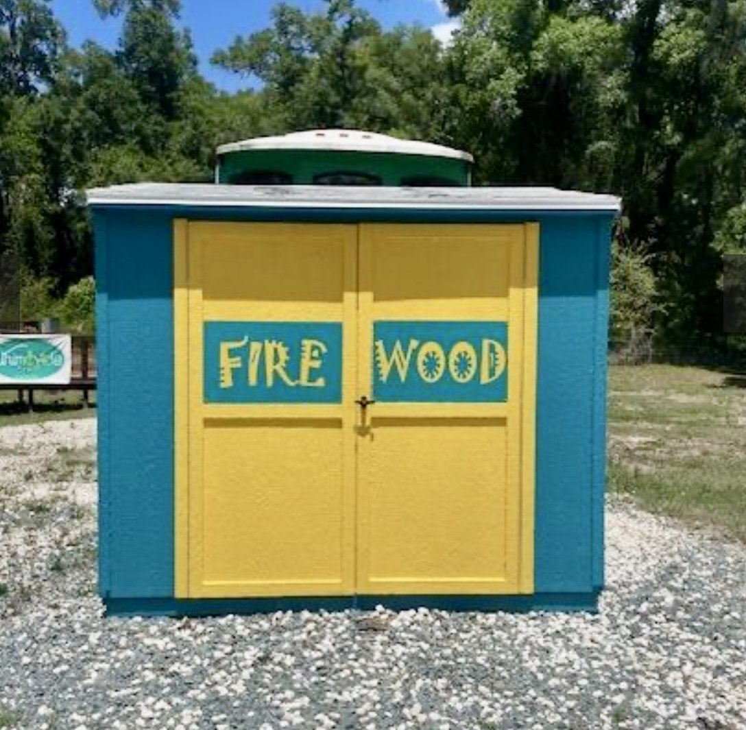 The wood bin is always loaded with dry logs for your campfire.