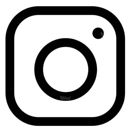 Instagram logo with black outline and white background.