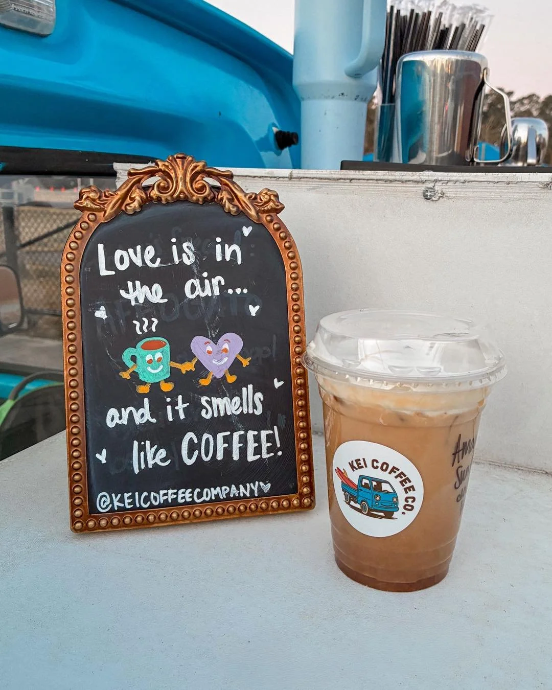 love is in the air&hellip; and it smells like coffee ☕️happy Valentine&rsquo;s Day from Kei Coffee 🫶🏼 #myrtlebeach #coffeetruck #coffee #valentinesday