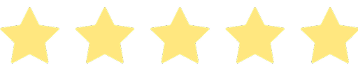 Five gold stars in a row on a black background.
