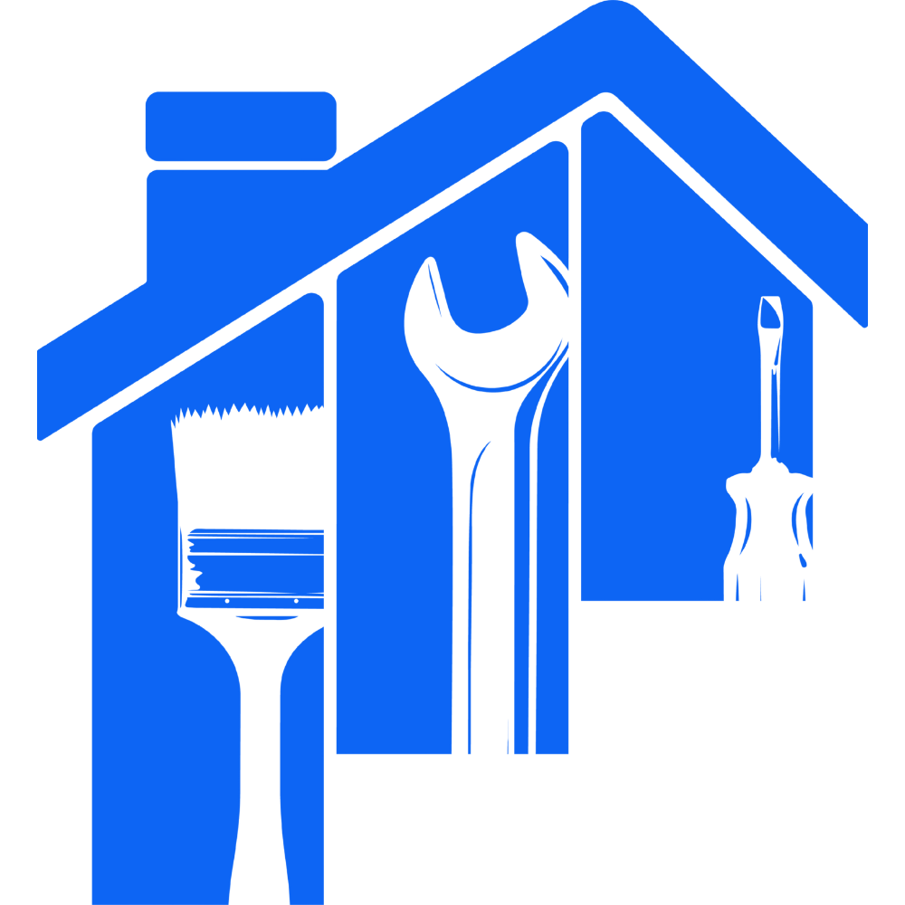 Icon of a house with tools inside, including a wrench, screwdriver, and paintbrush, representing home repair or maintenance services.