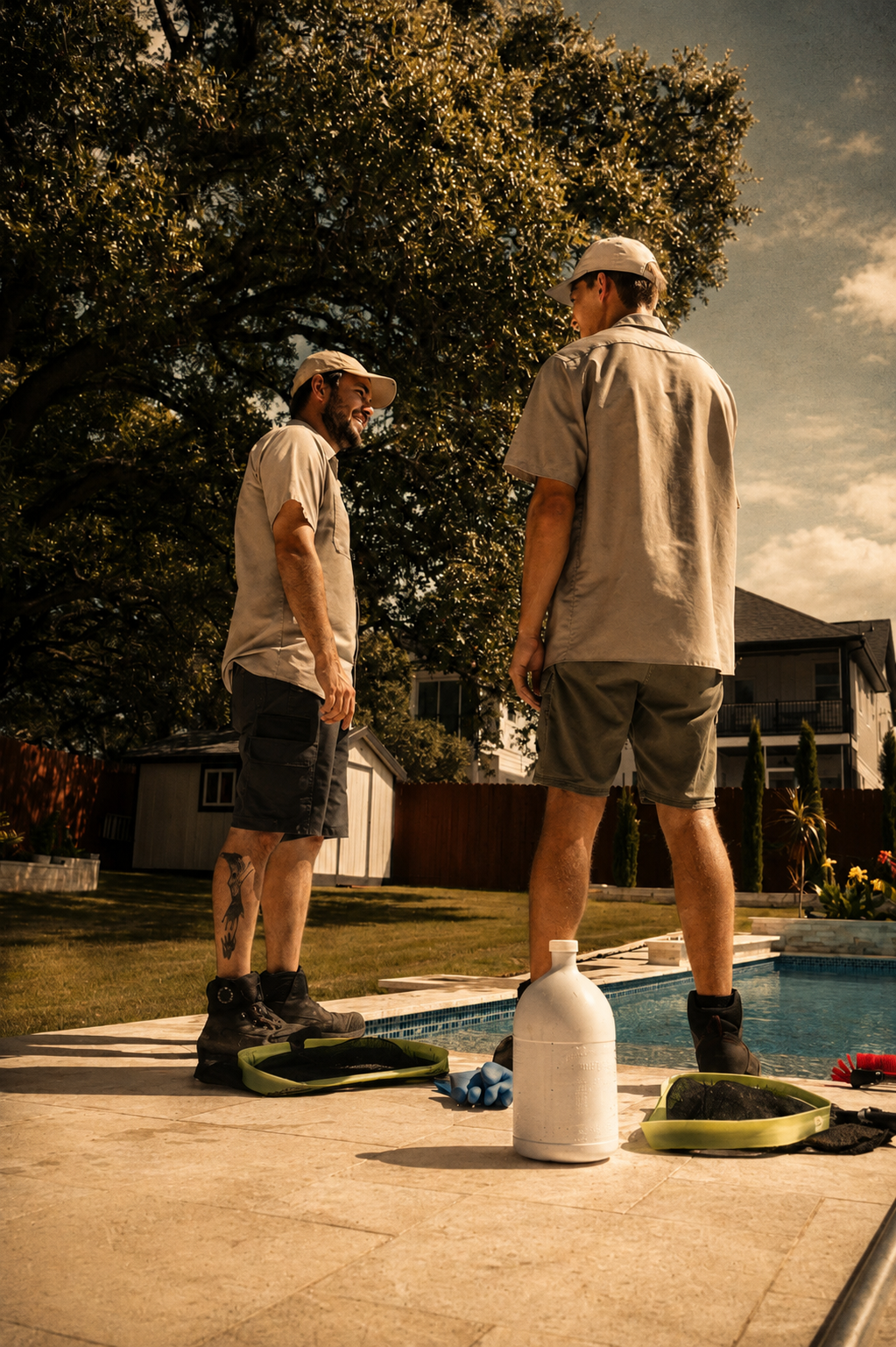 Avid Pool Technicians ensuring work is through and done right the first time.