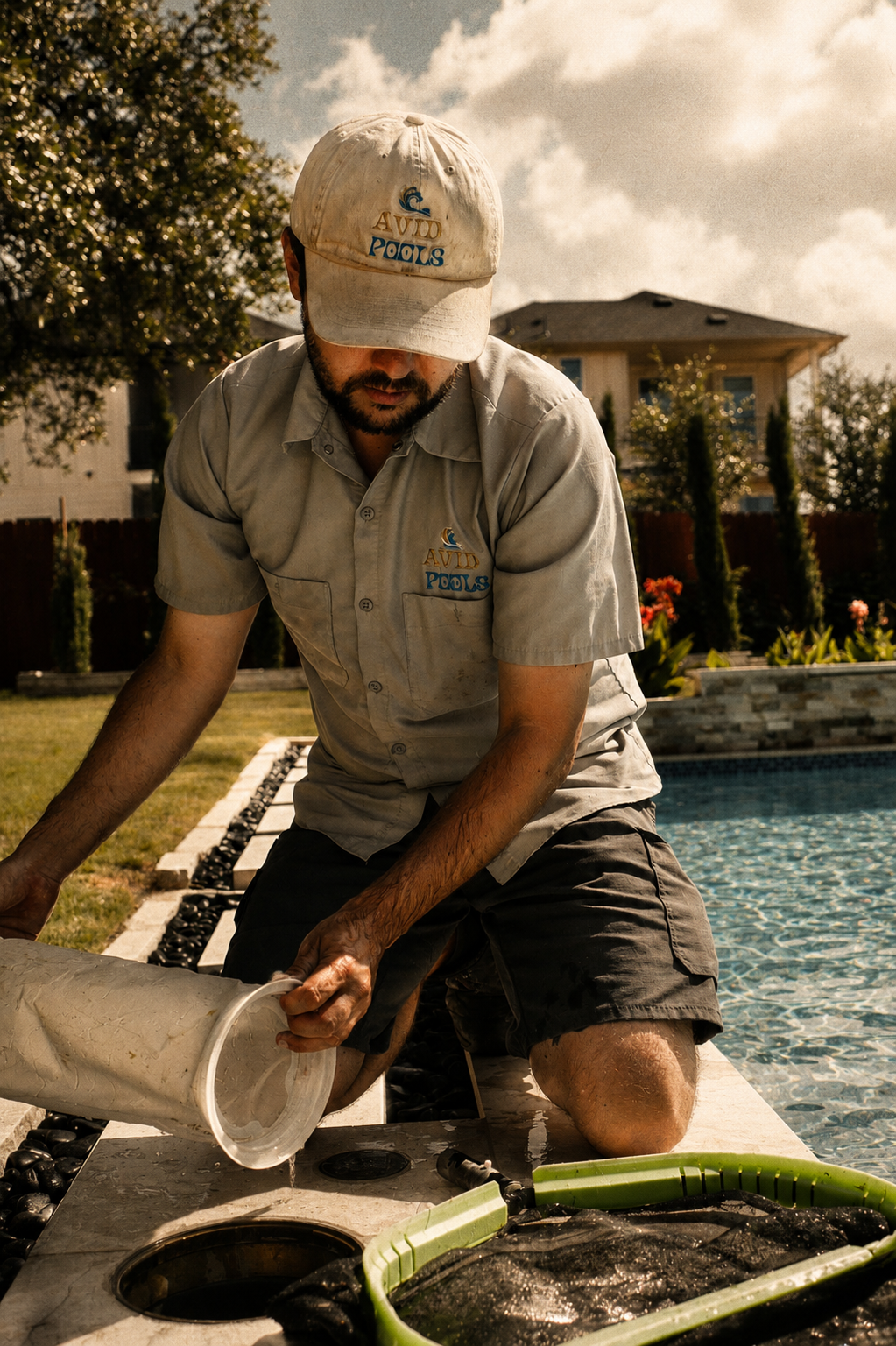 Avid Pools Expert cleaning pool basket