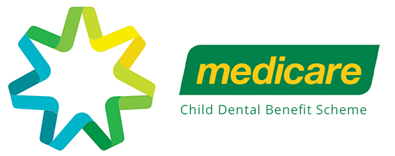Medicare Child Dental Benefit Scheme logo featuring a colorful star-shaped graphic and green text.
