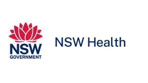 NSW Health logo with a red flower and blue text