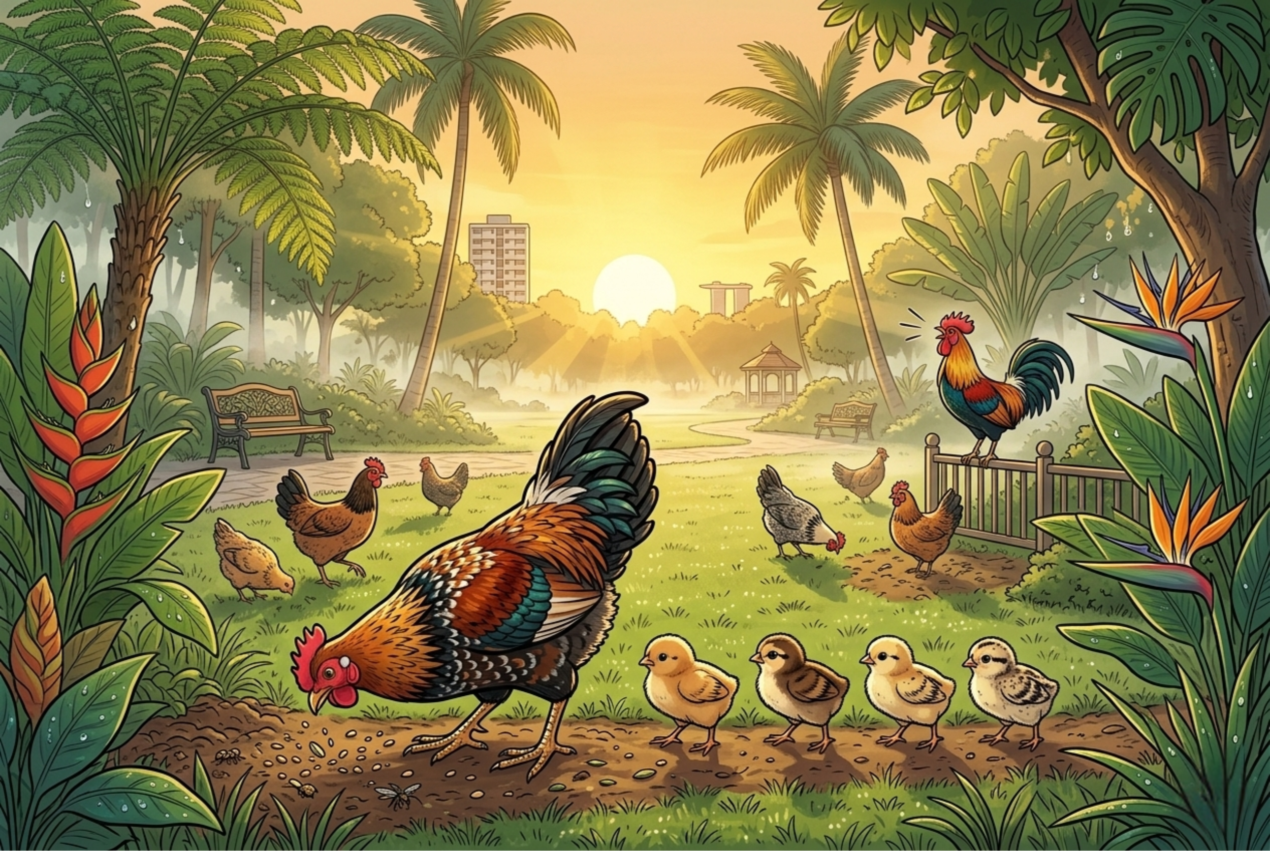 Wild Chickens in the Park