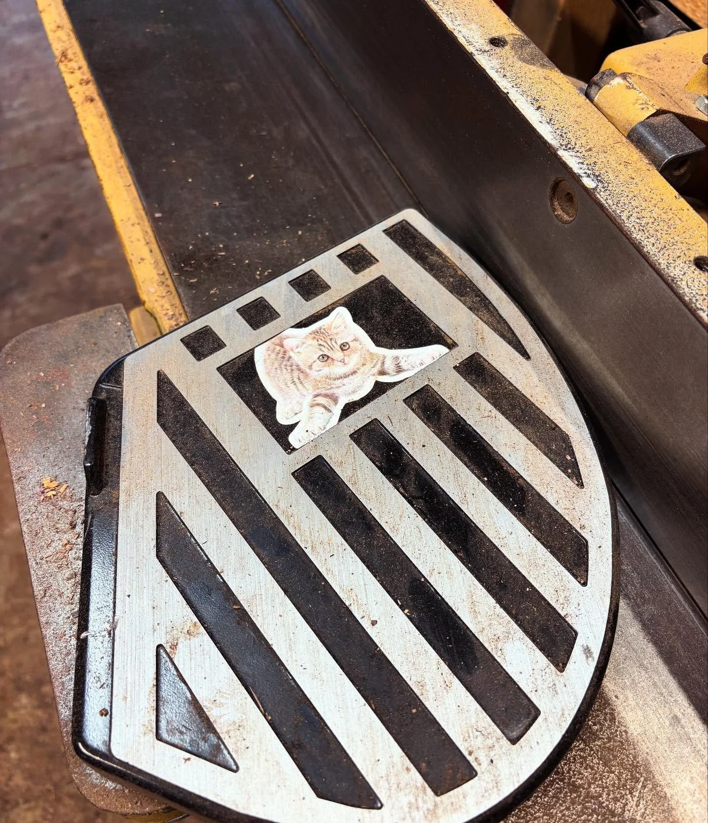 Jointer Kitty was hungry today. Prepping 6 walnut chairs for a custom game table 
Chomp chomp 😽
