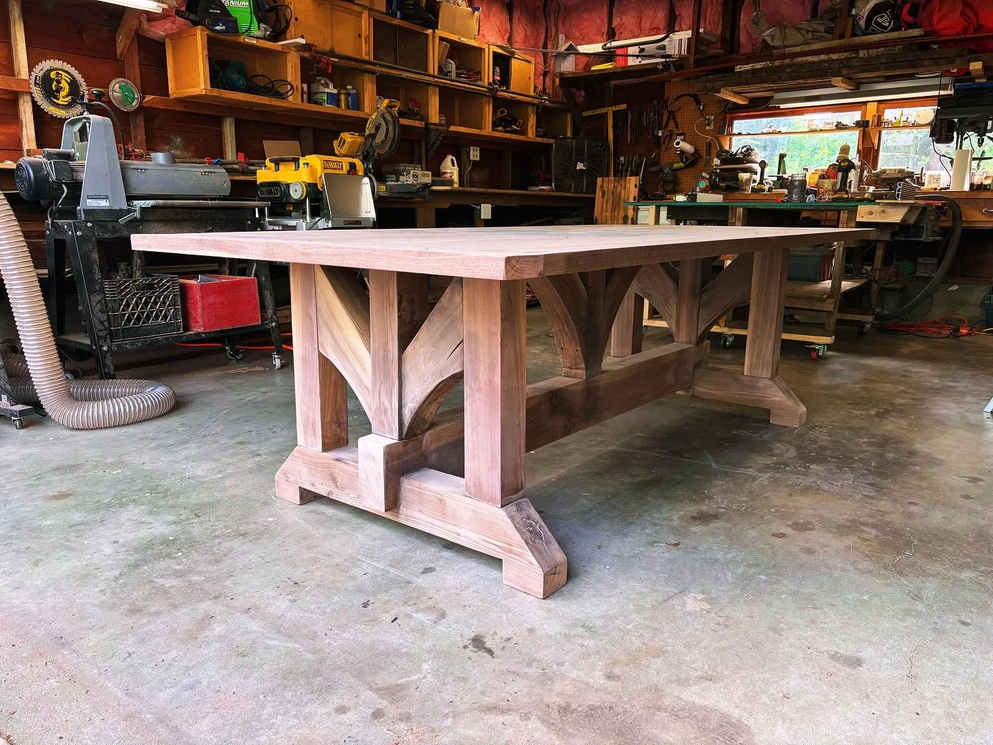 New Black Walnut farmhouse style dining table in the works! This one also has an oak eagle inlay!! 

Very fun project 🥰
.
.
.
.

#wood #woodworker #woodworkersofinstagram #smallbusiness #furniture #furnituremaker #diningtable #blackwalnut #walnuttab