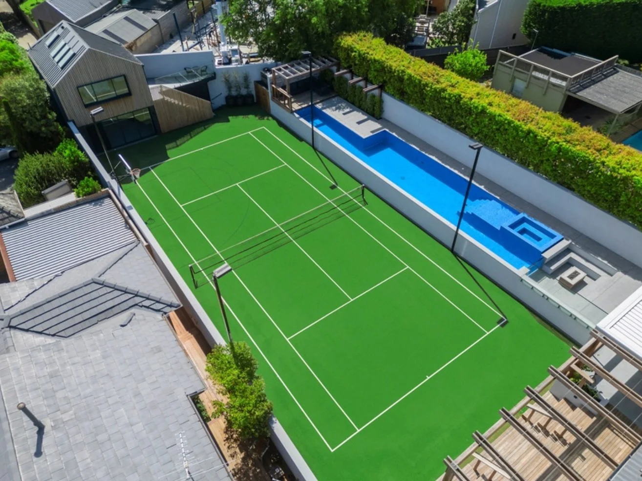 An overhead image of artificial grass as the post talks about the best fake grass in Canberra for locals
