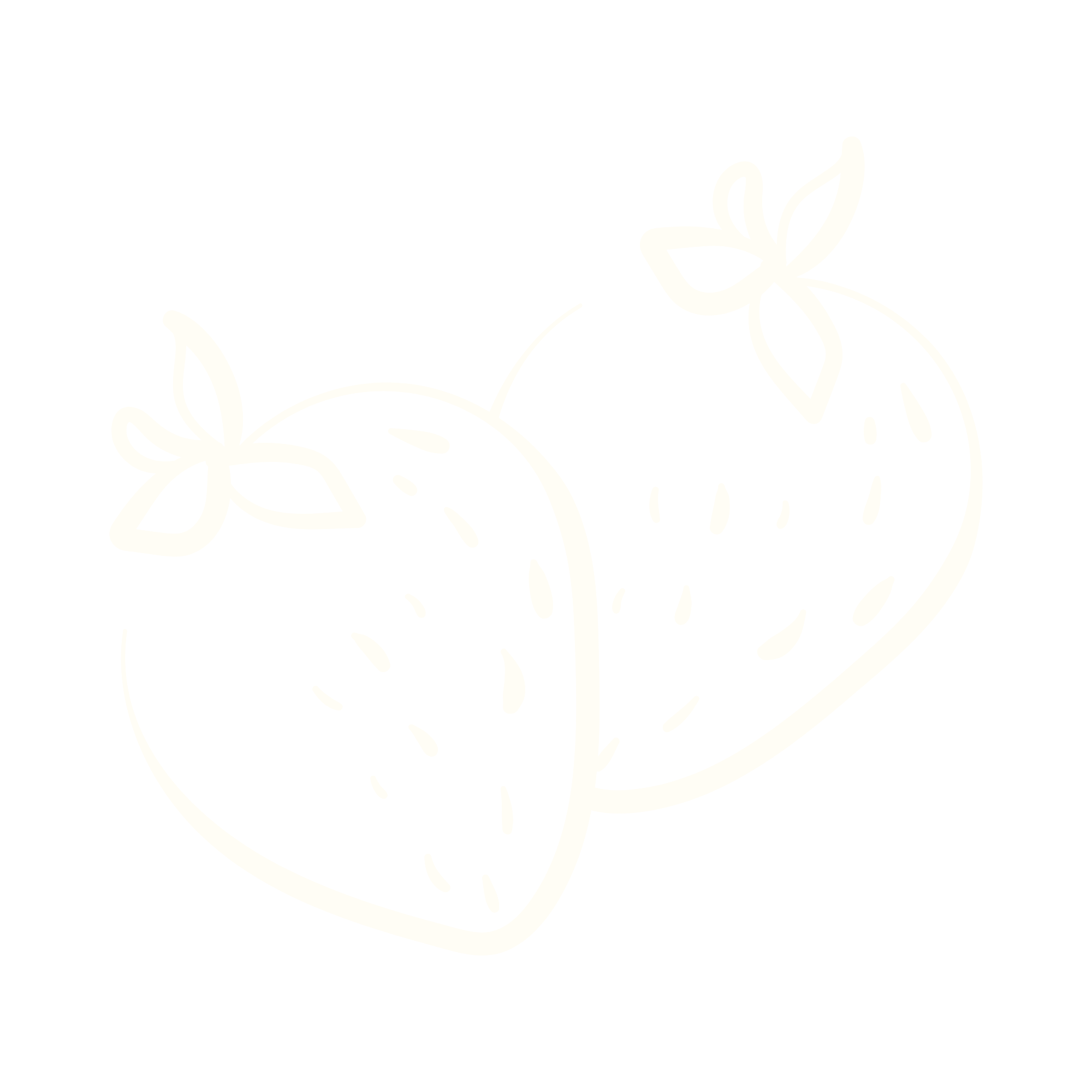 White silhouette of strawberries with leaves and butterflies on a black background.