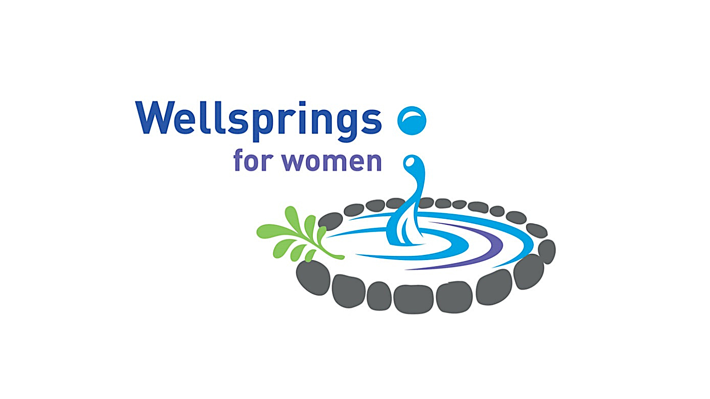 WellSprings for Women logo with a stylized fountain surrounded by a stone circle and green plant