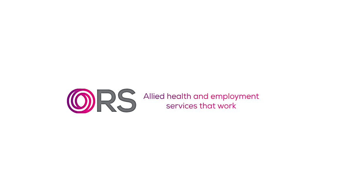 Logo for Allied health and employment services that work with purple and pink text.