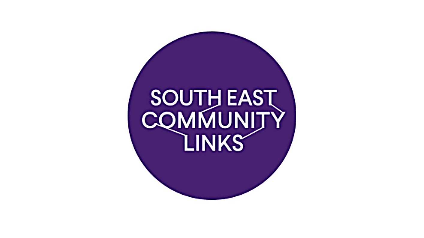 Purple circle with white text that reads 'South East Community Links'.