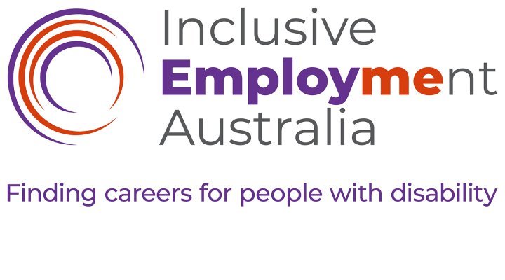 Logo for Inclusive Employment Australia with a spiral icon and the tagline 'Finding careers for people with disability'.