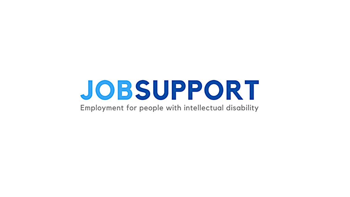 Logo for JOB SUPPORT with the tagline 'Employment for people with intellectual disability' on a white background.