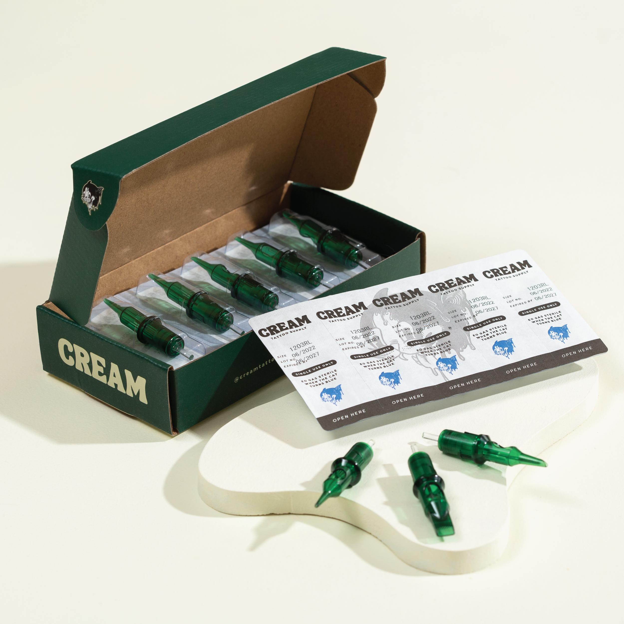 20 pieces in a box*

Medical Grade Japanese Stainless Steel Needles & Plastic Tips

Includes Safety Membrane

Single Use Only

Our cartridges work well with all metal grips. Not compatible with all Bishop Wands.

Green cartridges have just the right 