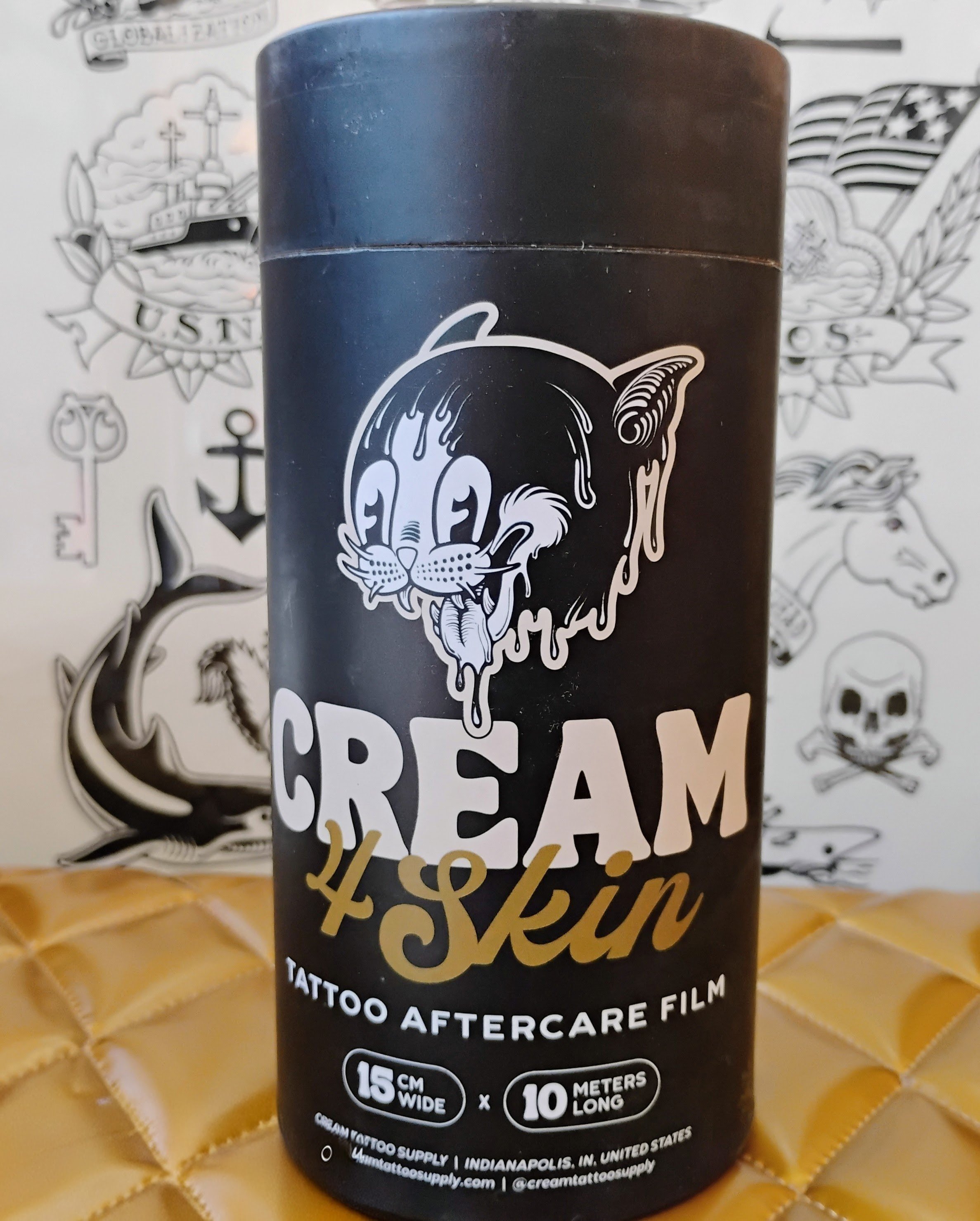 display of Tattoo Afterlife balm that is handmade by Unbroken, made from all natural ingredients.