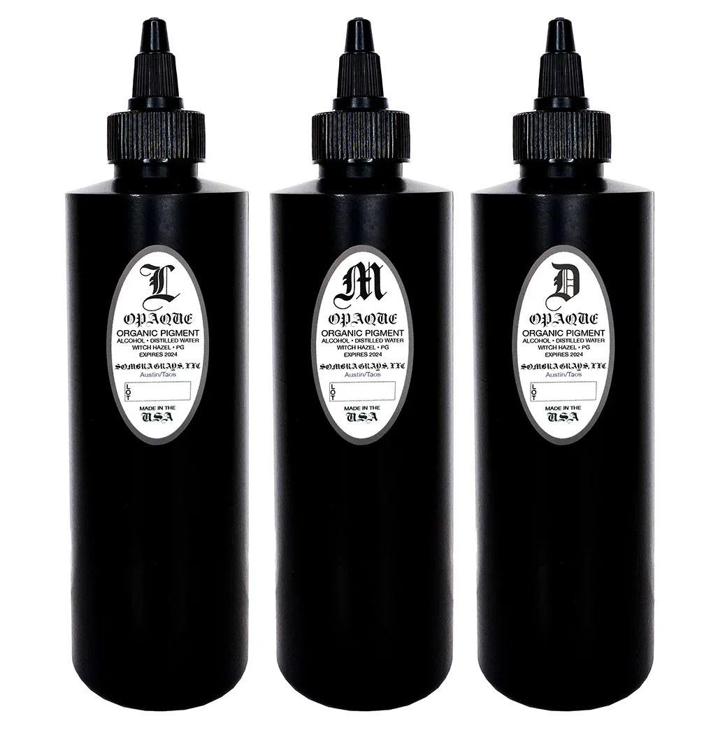 Our opaque 3 wash system has just a hint of white to give a more “creamy” smooth option to your black and gray tattoos. Made with the finest quality organic and natural ingredients available. Cheater gray wash!
2 oz.
$65.00