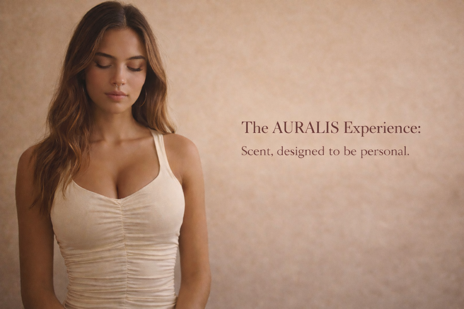 AURALIS nasal diffuser ring lifestyle image with calming aromatherapy experience