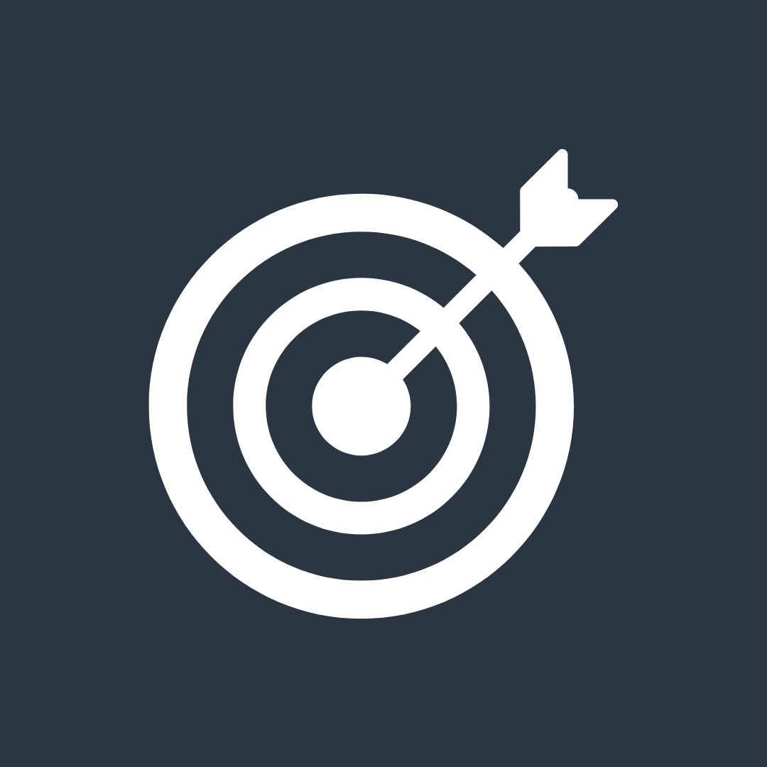Icon of a target with an arrow hitting the bullseye.