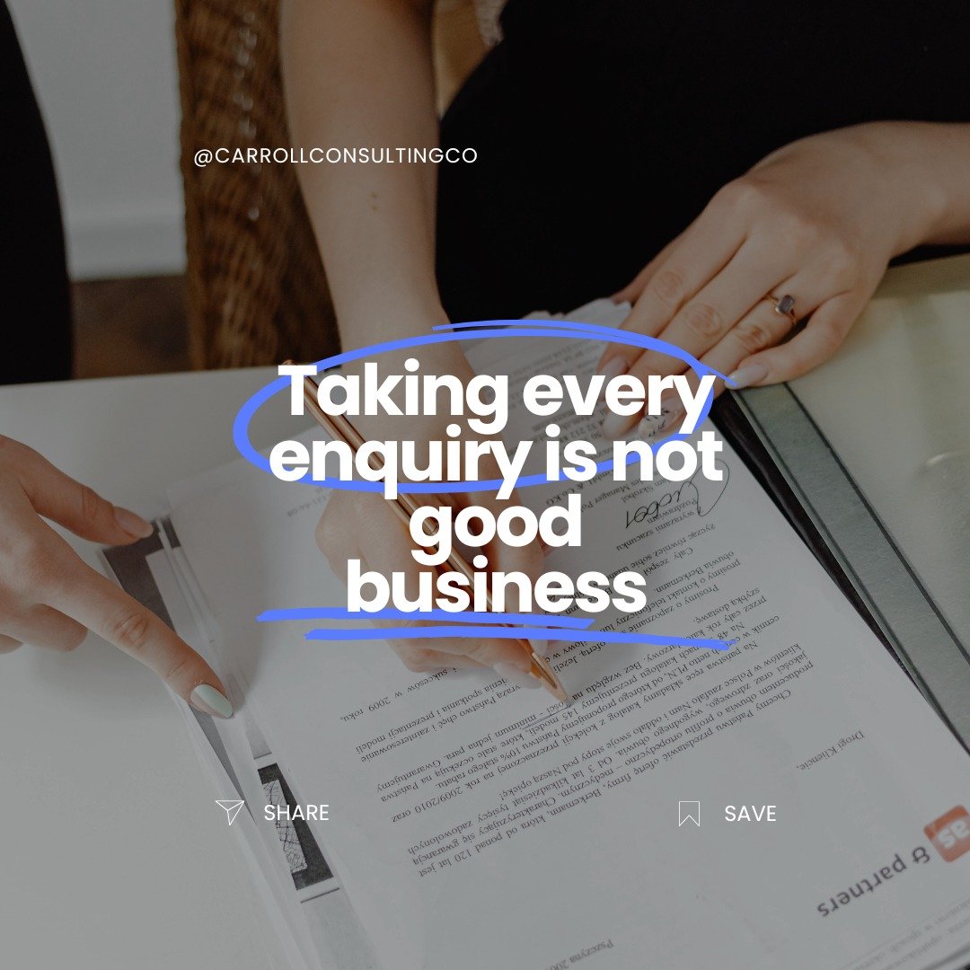 Taking every enquiry isn&rsquo;t good business &mdash; it&rsquo;s a fast track to burnout.

Not every lead is meant to become a client, and that&rsquo;s a good thing.
When you say yes to everyone, you end up with:
&bull; misaligned clients
&bull; sco