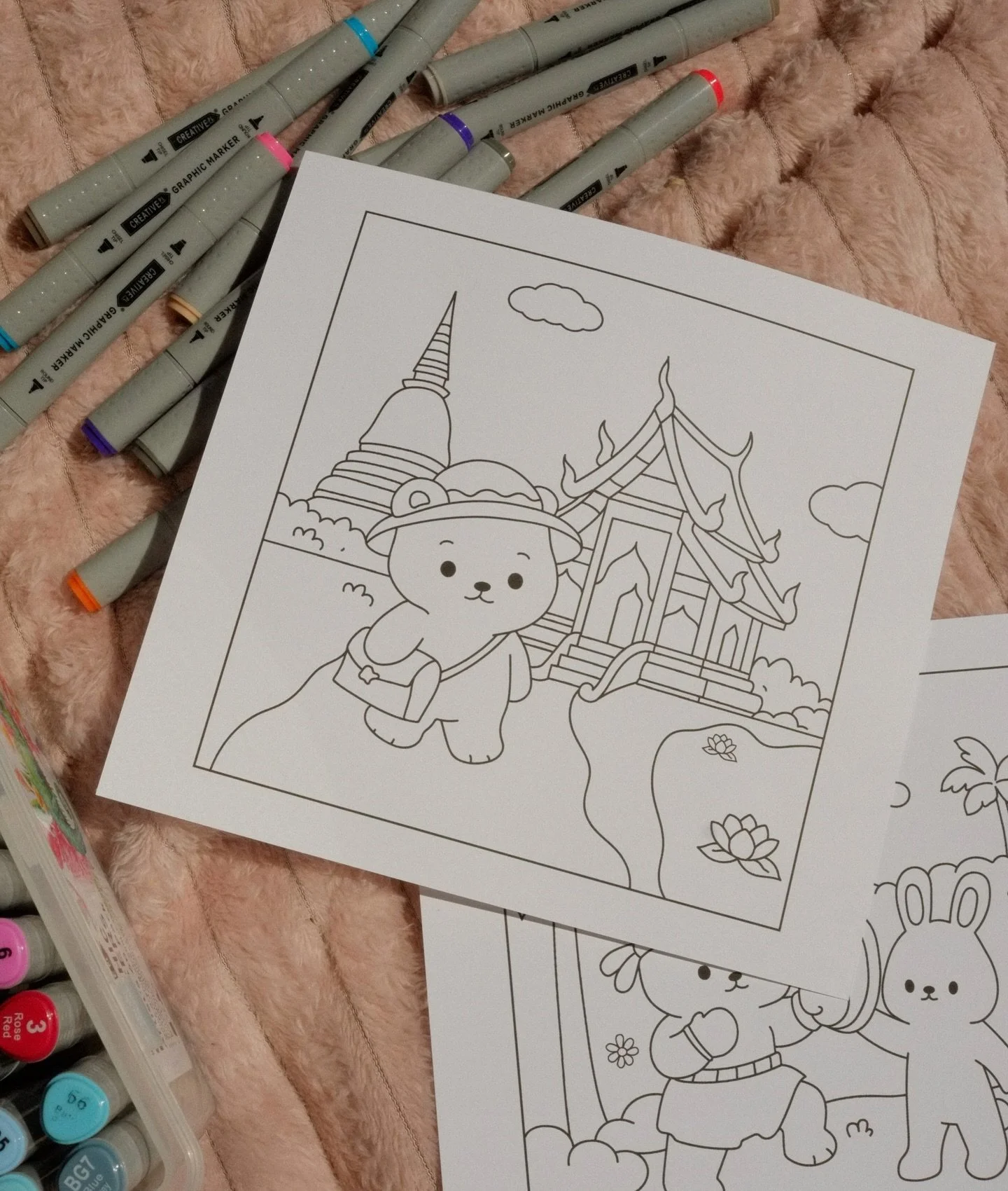 Colouring in has been my way to take a breather from design work while still staying creative.
This page is from a little series I’ve illustrated and called ‘Jojo in Thailand’ 🇹🇭🧸