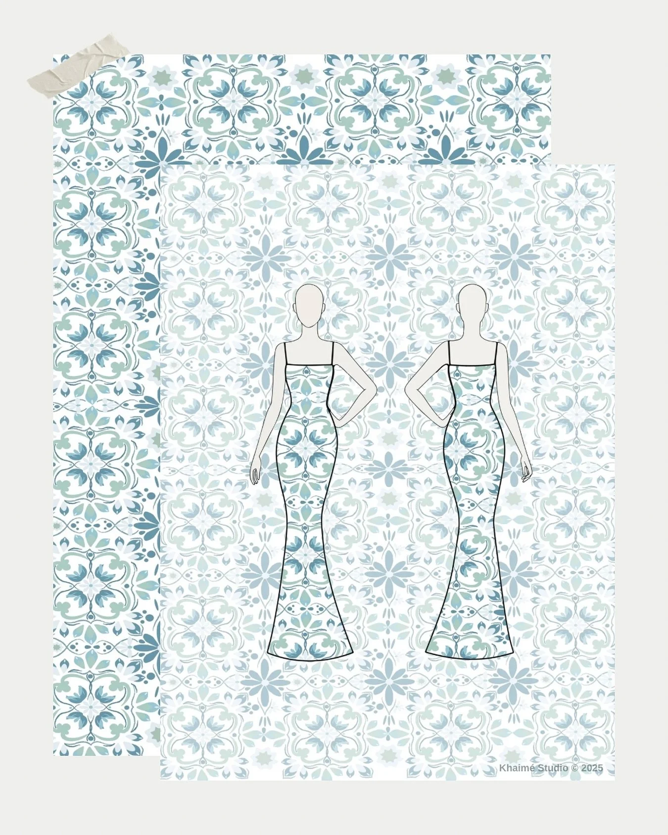 Happy Sunday 🌿 A new print inspired by coastal blues and tile patterns