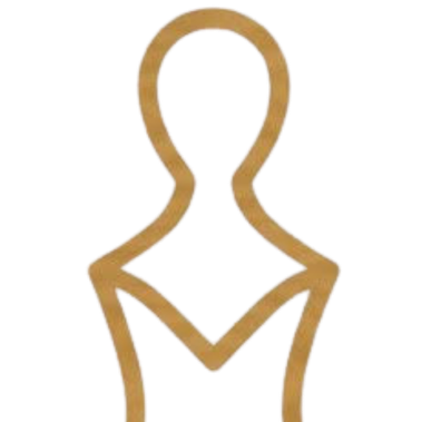 Outline of a person wearing a suit or uniform, possibly a business or professional attire.