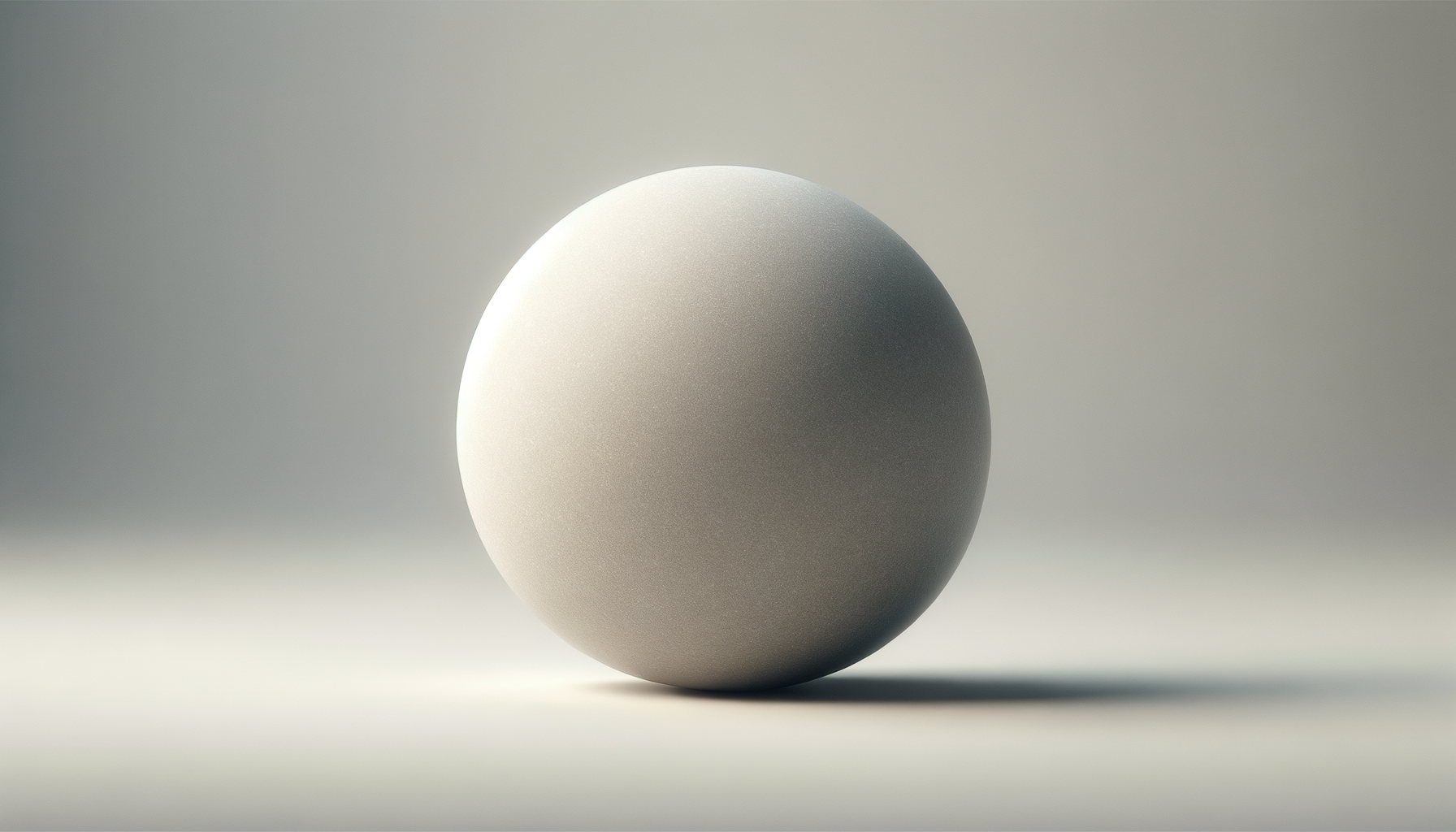 A white sphere illuminated from the left, casting a shadow to the right on a plain surface with a neutral background.