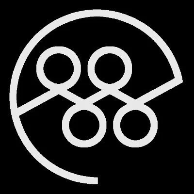 A white line drawing of a sports strategy diagram on a black background, showing circles and lines connected in a pattern.