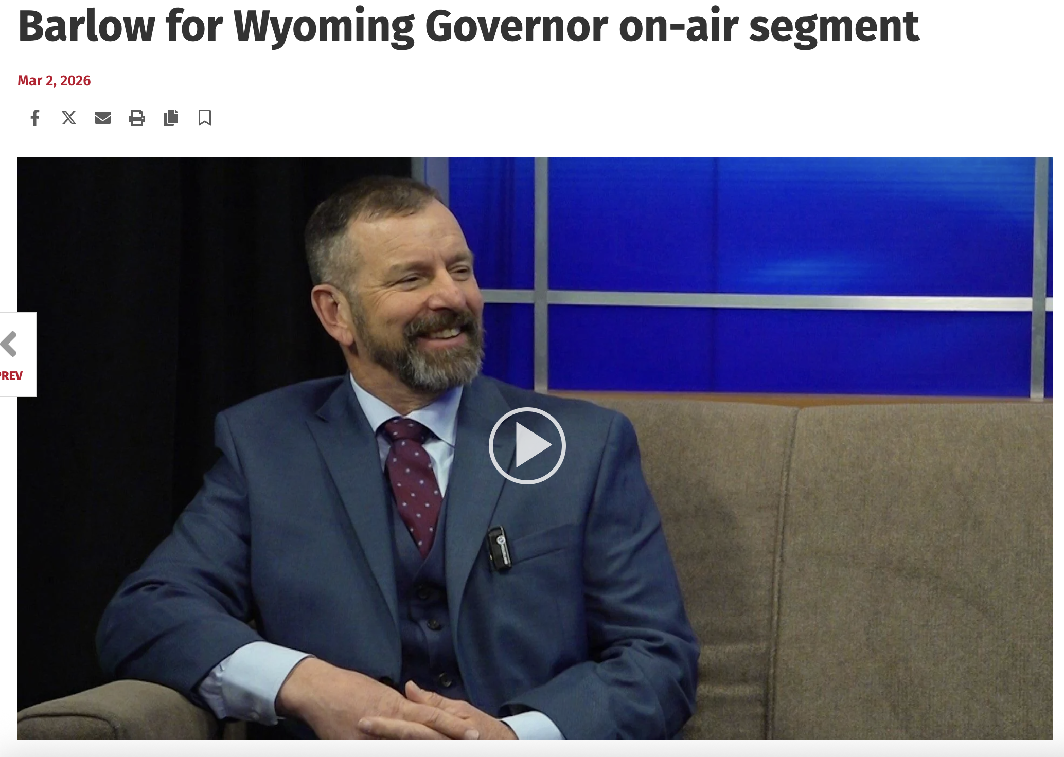 Wyoming NEws NOW: Barlow for Wyoming Governor on-air segment