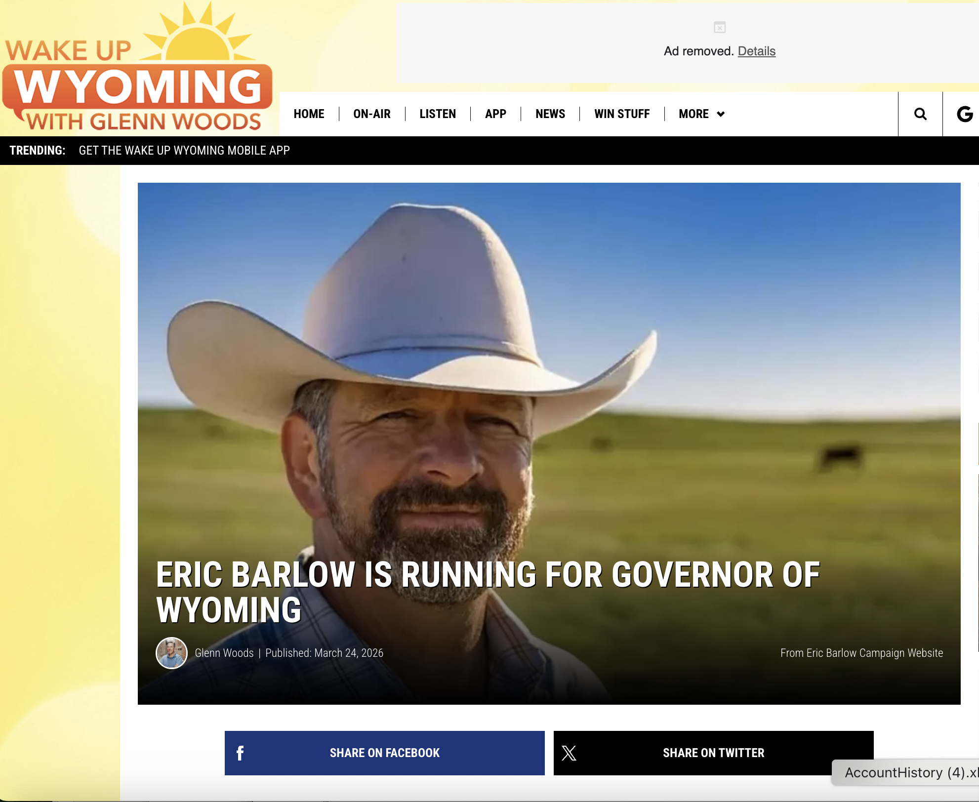 Wake Up Wyoming: Eric Barlow is running for governor of wyoming