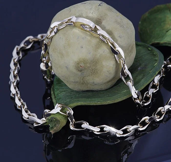 White gold handmade link chain by Kaz Jewelry, Laguna Niguel