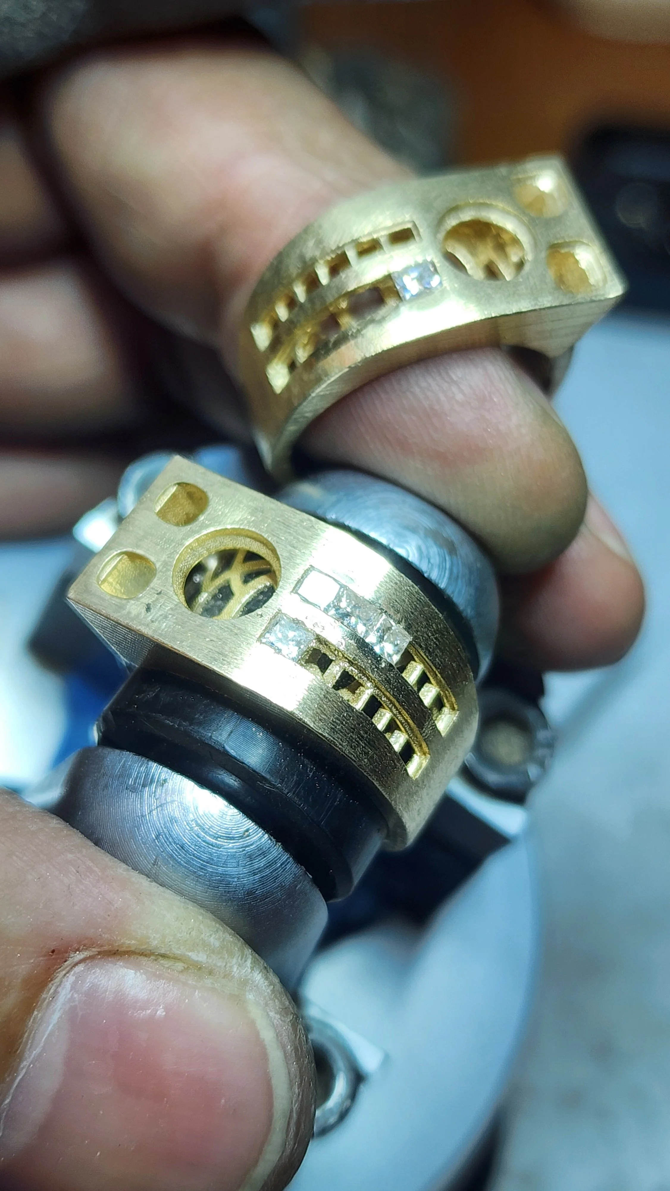 Newly cast gold ring before stone setting, Kaz Jewelry Laguna Niguel