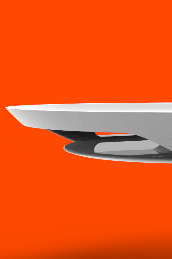 Close-up of the front part of a modern, plating concept.