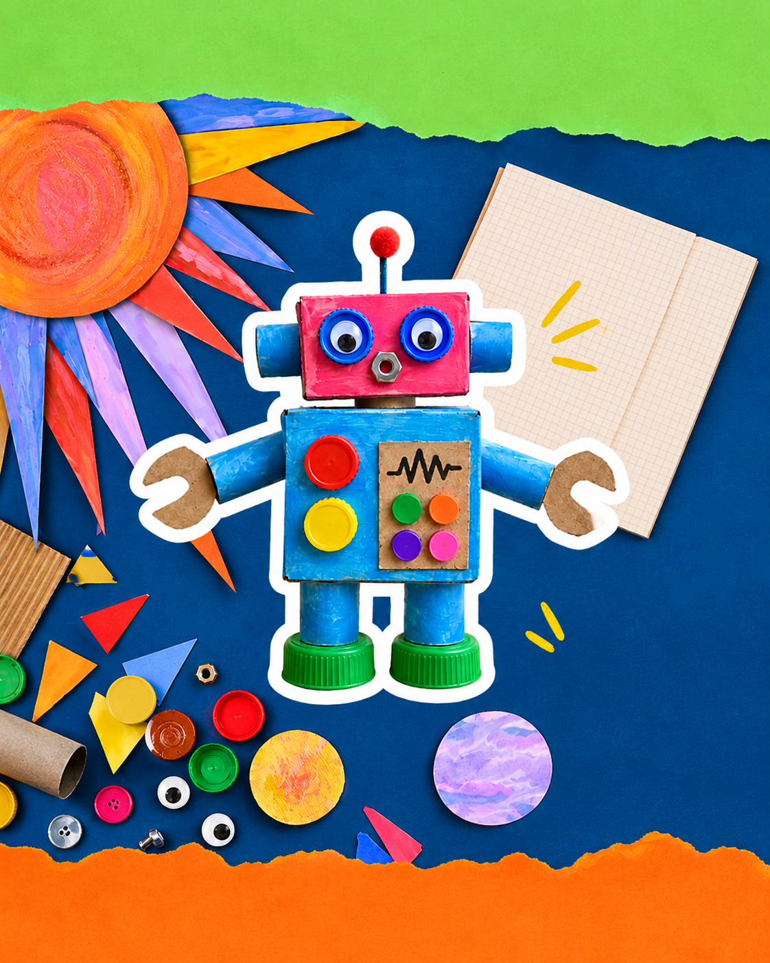Colourful Recycled Robot Craft Collage.png
