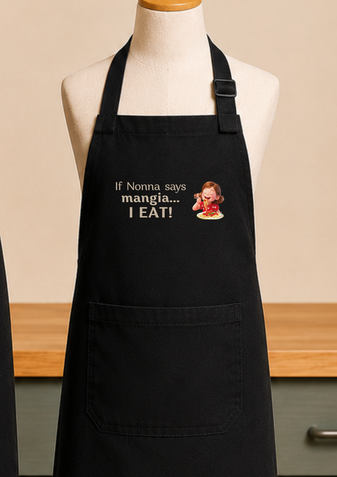 Italian Nonna Kids' Apron: 'If Nonna Says Mangia... I Eat!'