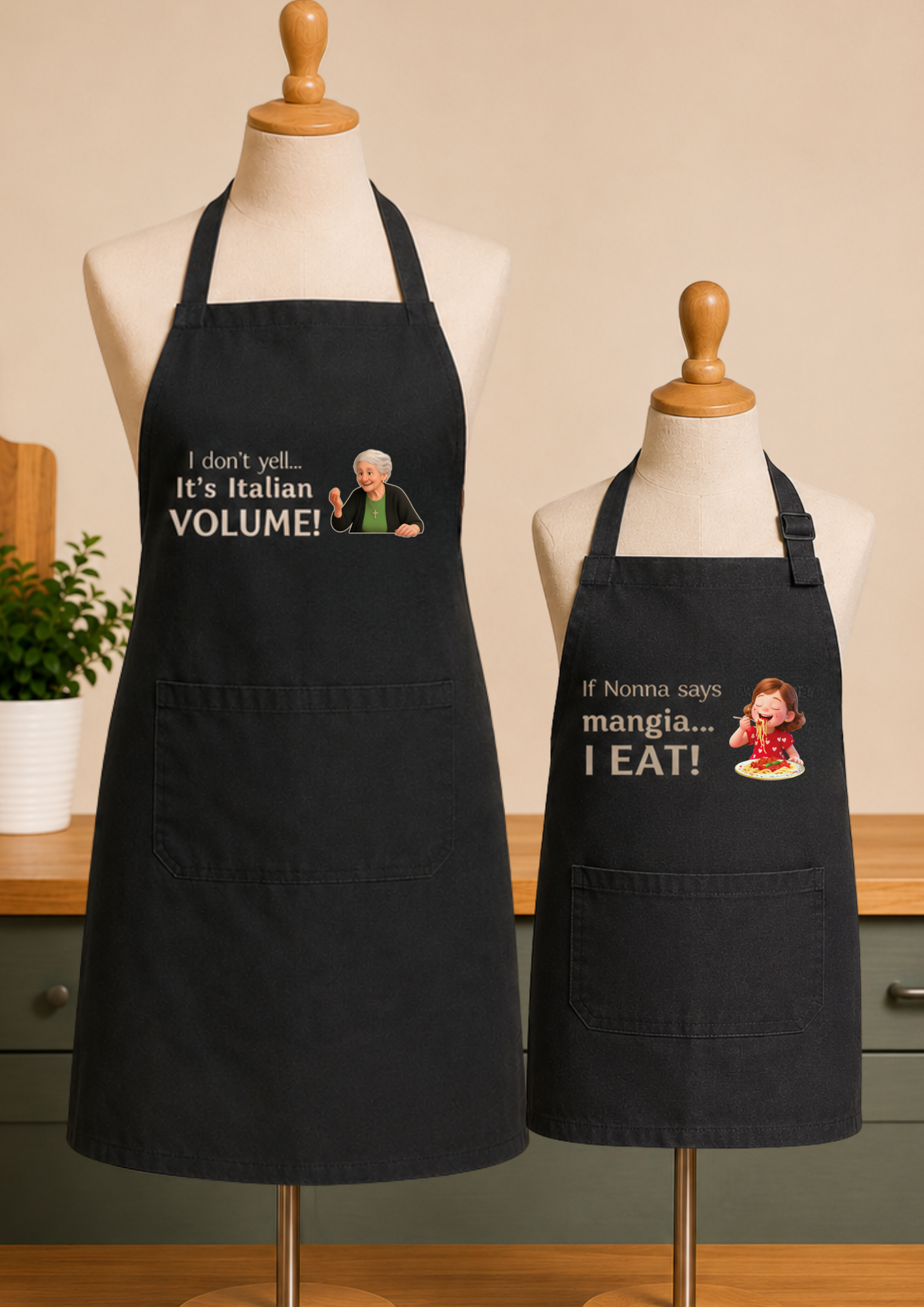 Italian Nonna Kids' Apron: 'If Nonna Says Mangia... I Eat!'
