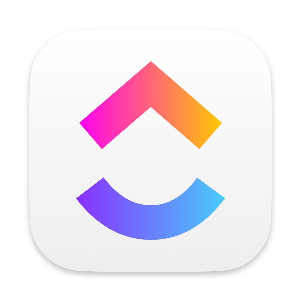 Colorful abstract icon with a pink and orange arrow pointing upward and a blue curved line underneath, on a white background with rounded edges.