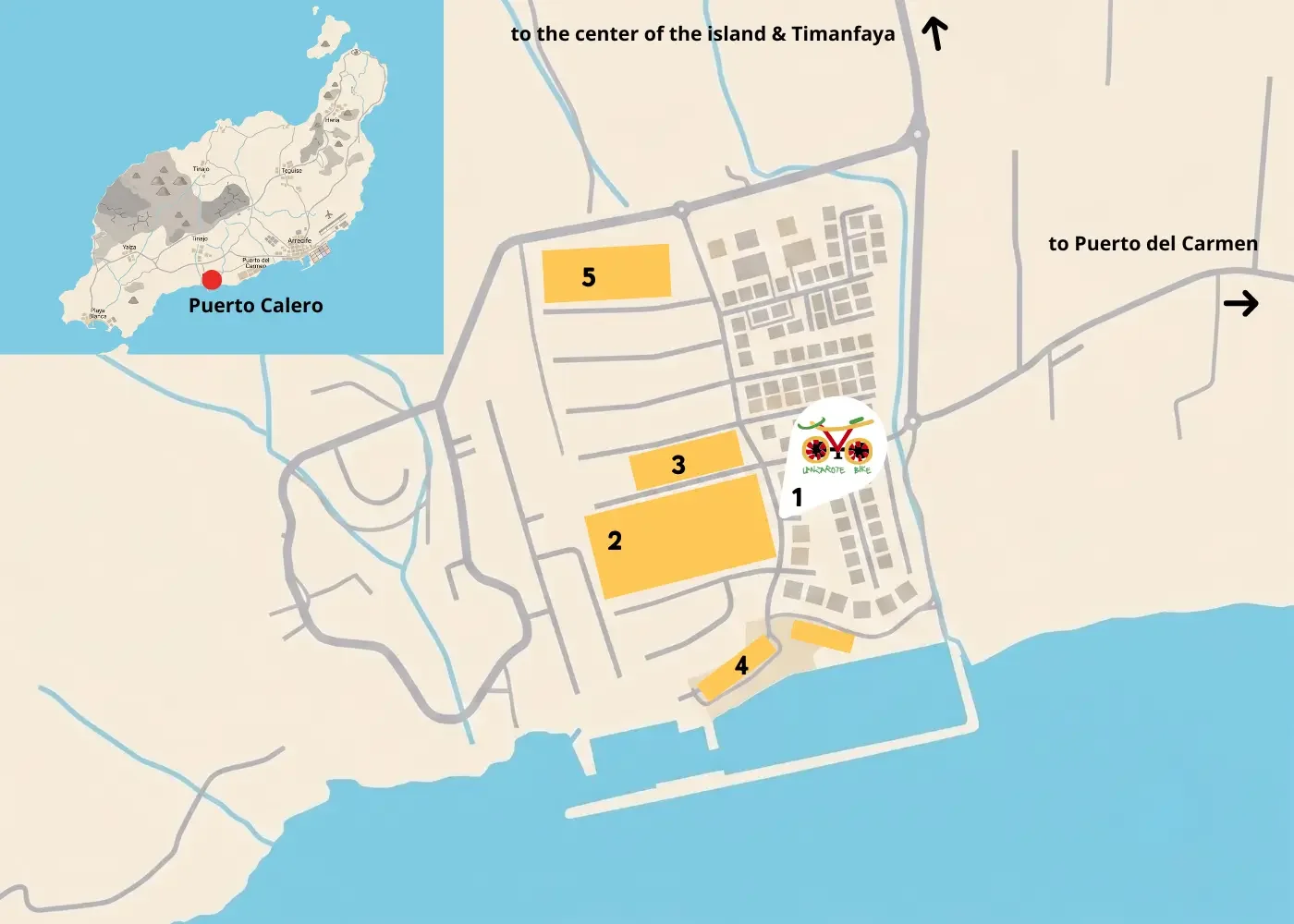 Lageplan des Ortes Puerto Calero