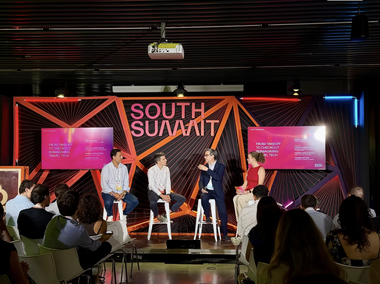 Carlos Alberto Bello Marcos (Ilunion Hotels), Ferran Garcia Rigau (Iberia), Andres Spitzer (Civitatis), Emma Maggio (South Summit)