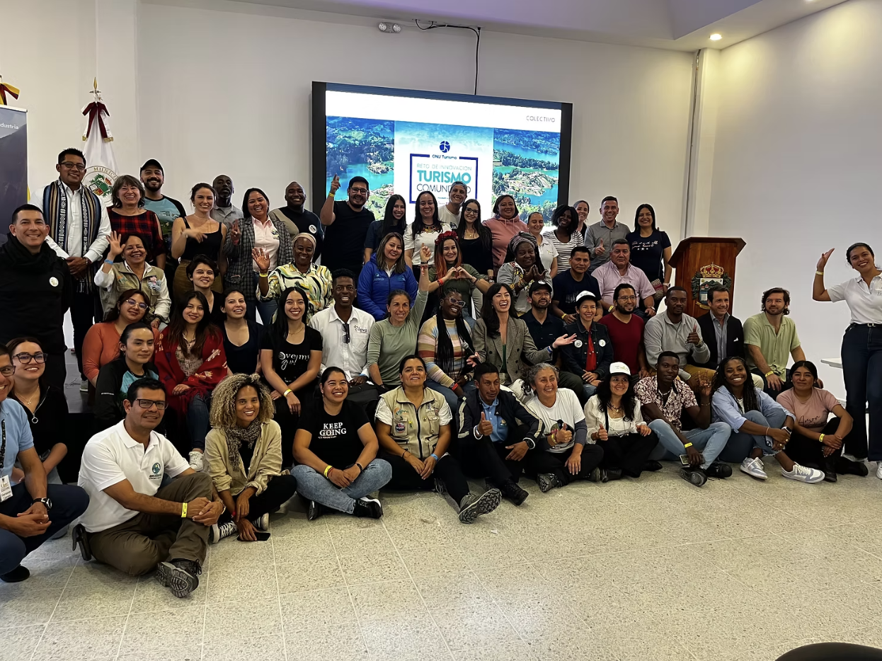 Photo: Colectivo CEO and Founder Laura McDermott with diverse stakeholders in Colombia as part of a UN Tourism programme to foster regenerative innovation in regional tourism.