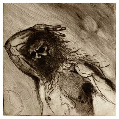 Blue Man Sleeping, Drypoint Etching